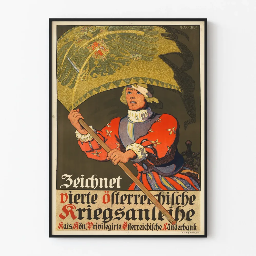 Vintagemainos Itävaltalainen Neljännen Sodan Velvoitteen Juliste