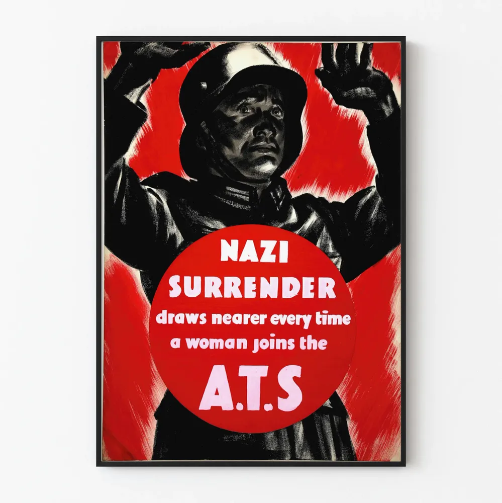 Vintagemainos juliste sodan propagandasta - Luovuta natsi ATS