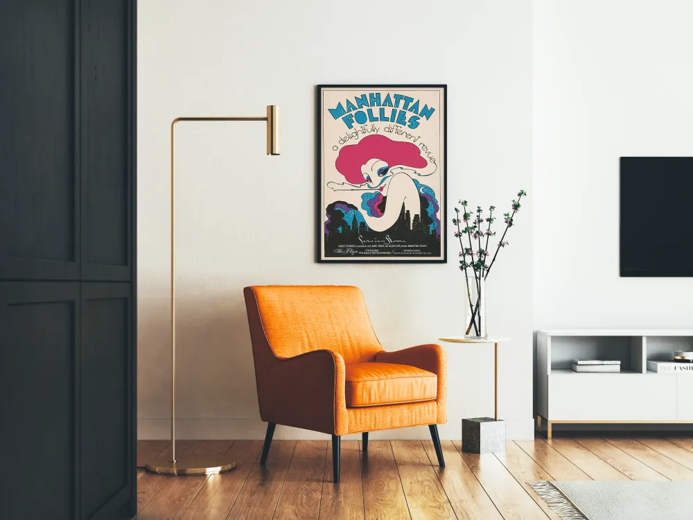 Vintagemainos Manhattan Follies, värikäs taiteellinen revue