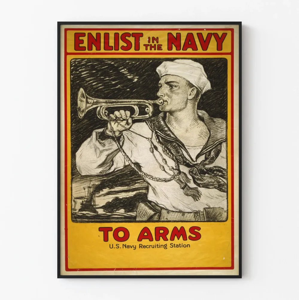 Vintage-merivoimien värväysjuliste - Retro-seinäkoriste