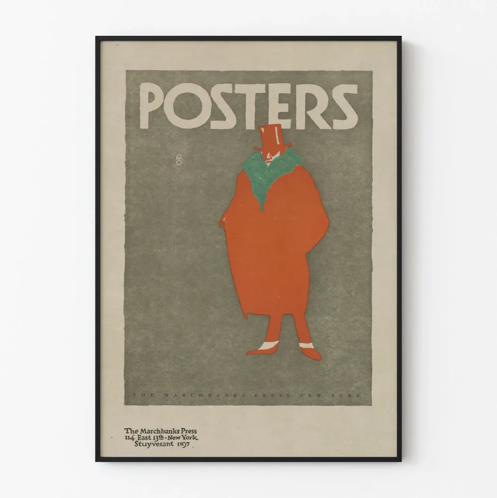 Vintage-mies juliste punaisessa takissa seinäkoriste