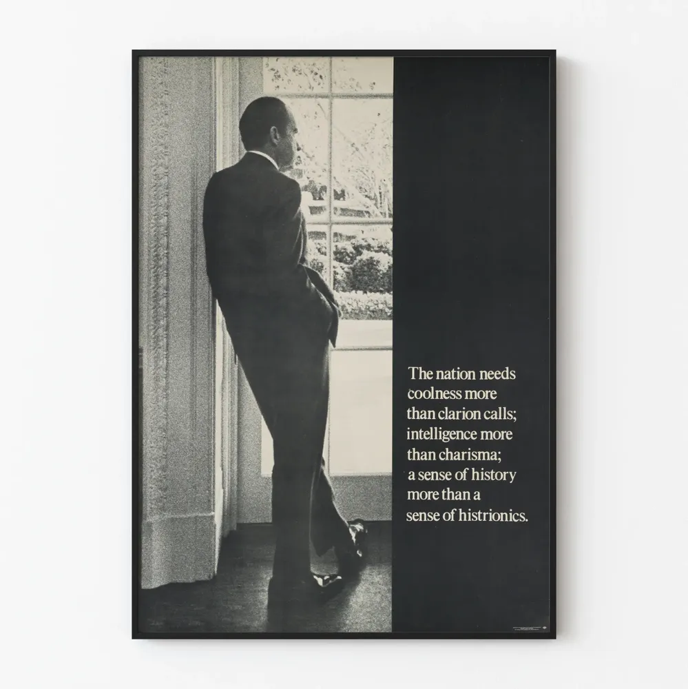 Vintage-mies mietiskelee inspiroivan lainauksen kanssa juliste