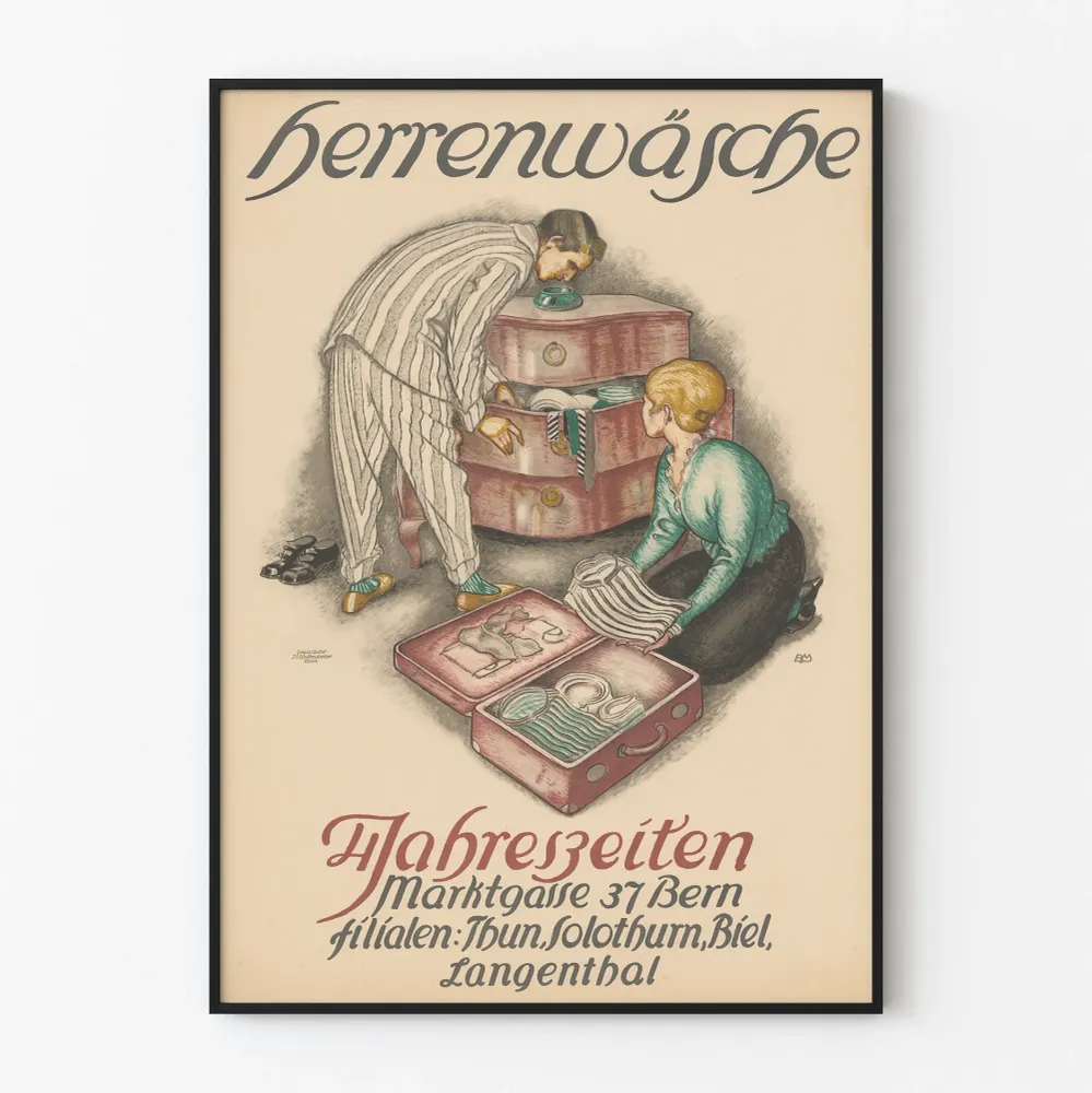 Vintage-miestenvaatteiden juliste 4 vuodenaikaa seinäkoristeluun