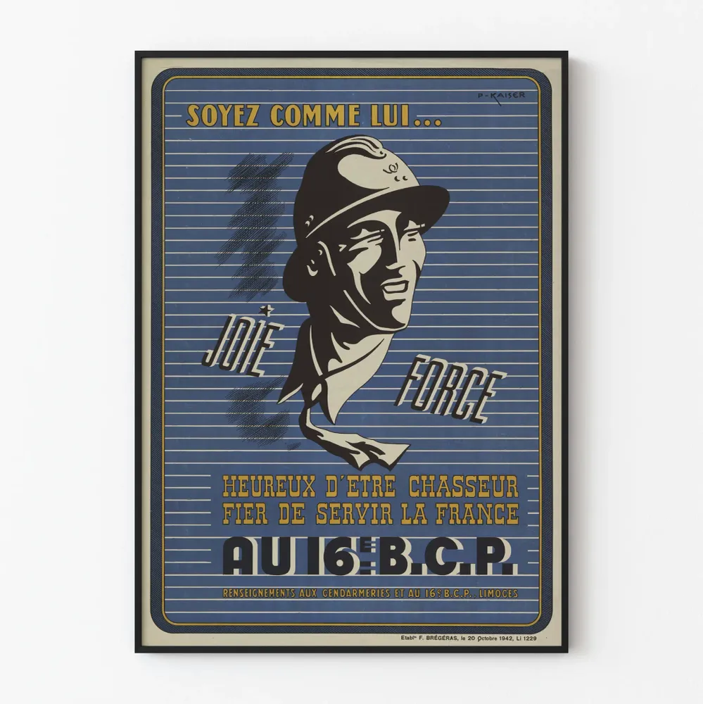 Vintagemilitarin rekrytointijuliste « Olkaa kuin hän » 16. B.C.P.