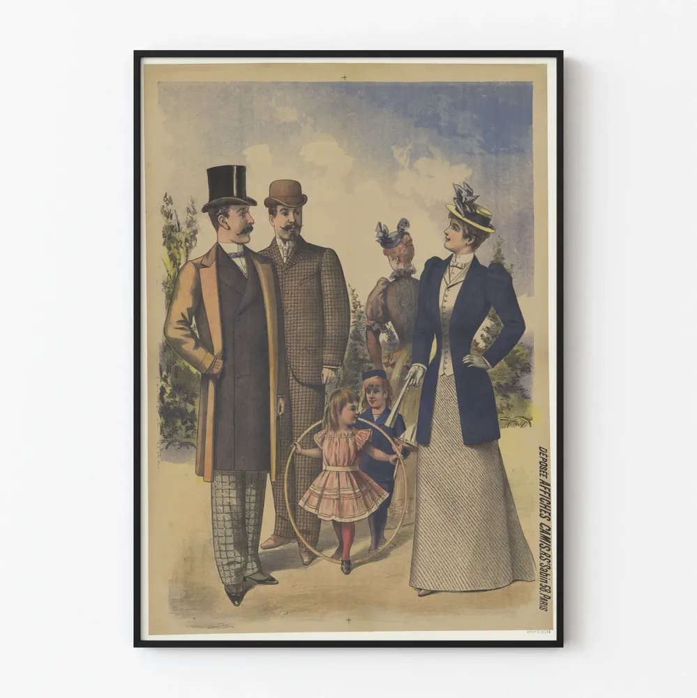 Vintage-muoti juliste miehille, naisille ja lapsille 1800-luvulta