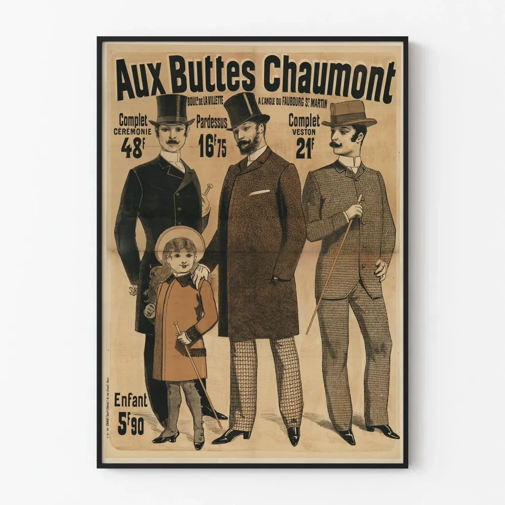 Vintage-muoti juliste miehinen Aux Buttes Chaumont