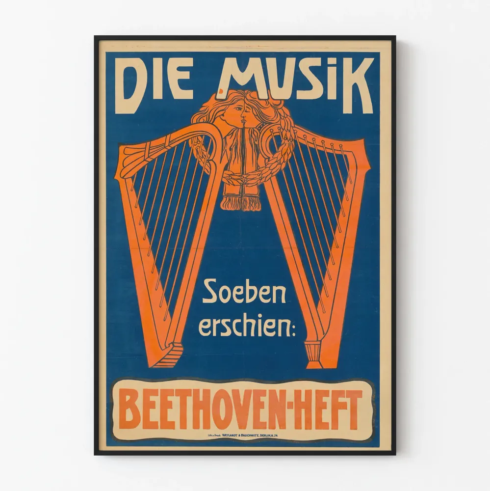 Vintagemusiikkijuliste Beethoven Heft seinäkoriste