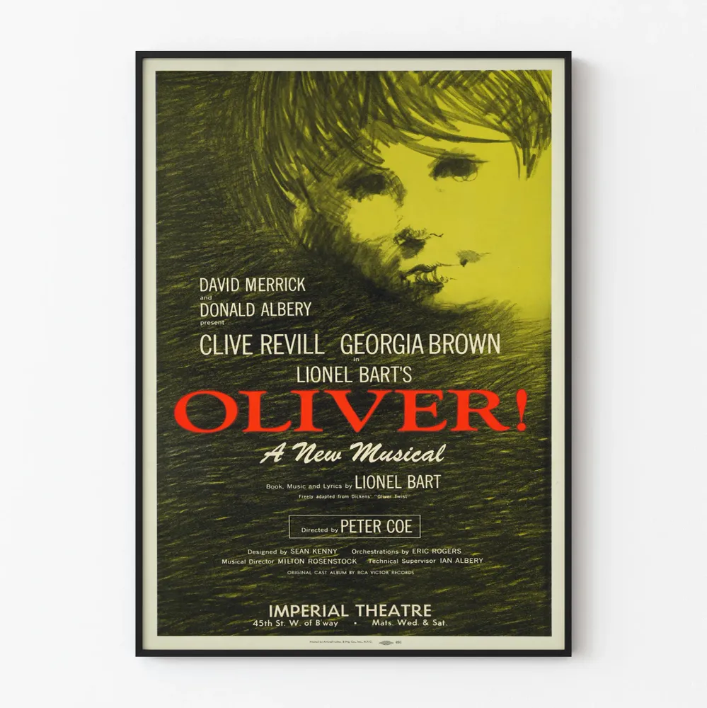 Vintage-musiikkijuliste Oliver - Seinän koristelu teatteri
