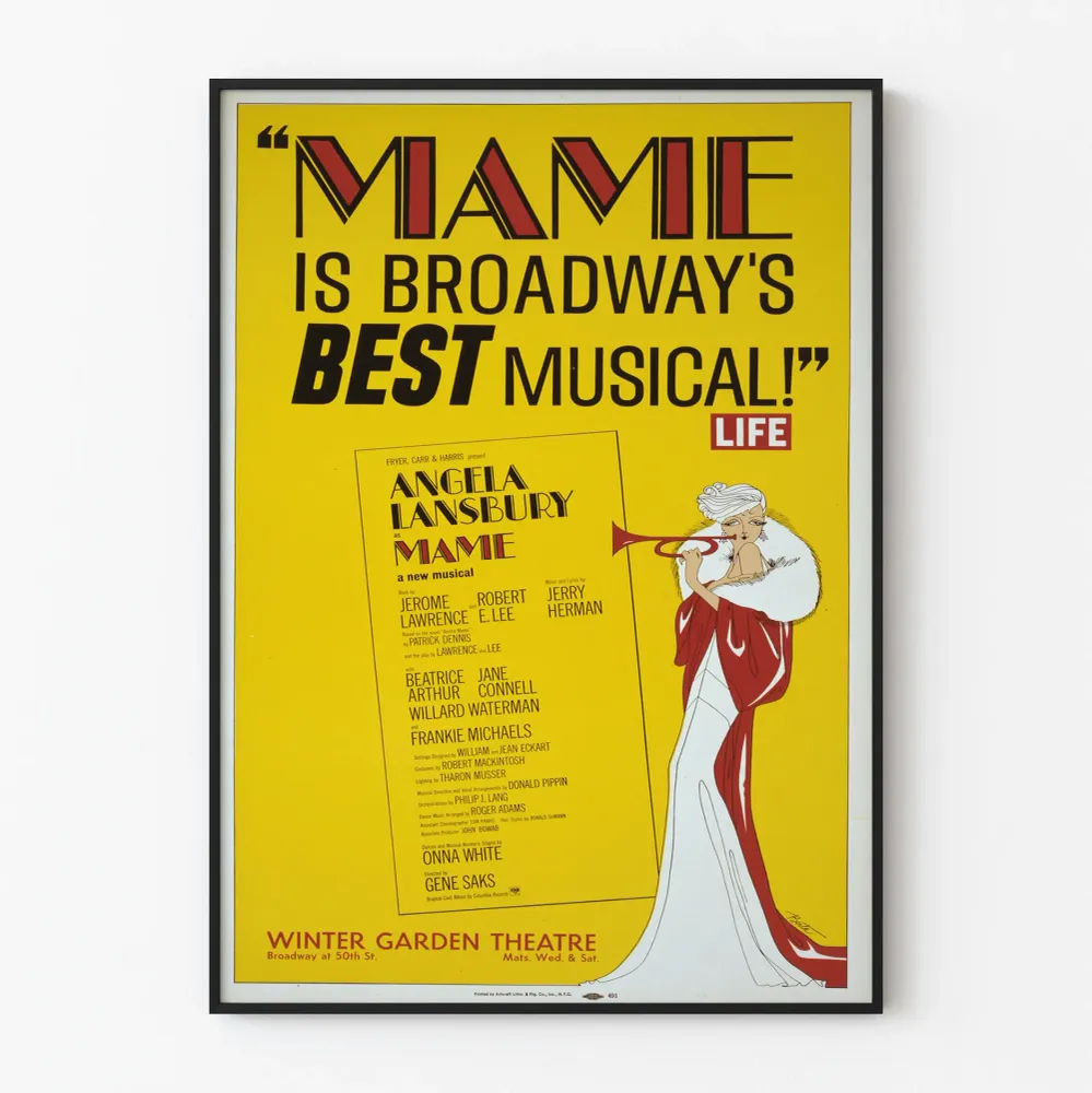 Vintage-musiikkilista Broadway Mame - Taiteellinen seinäkoriste Juliste