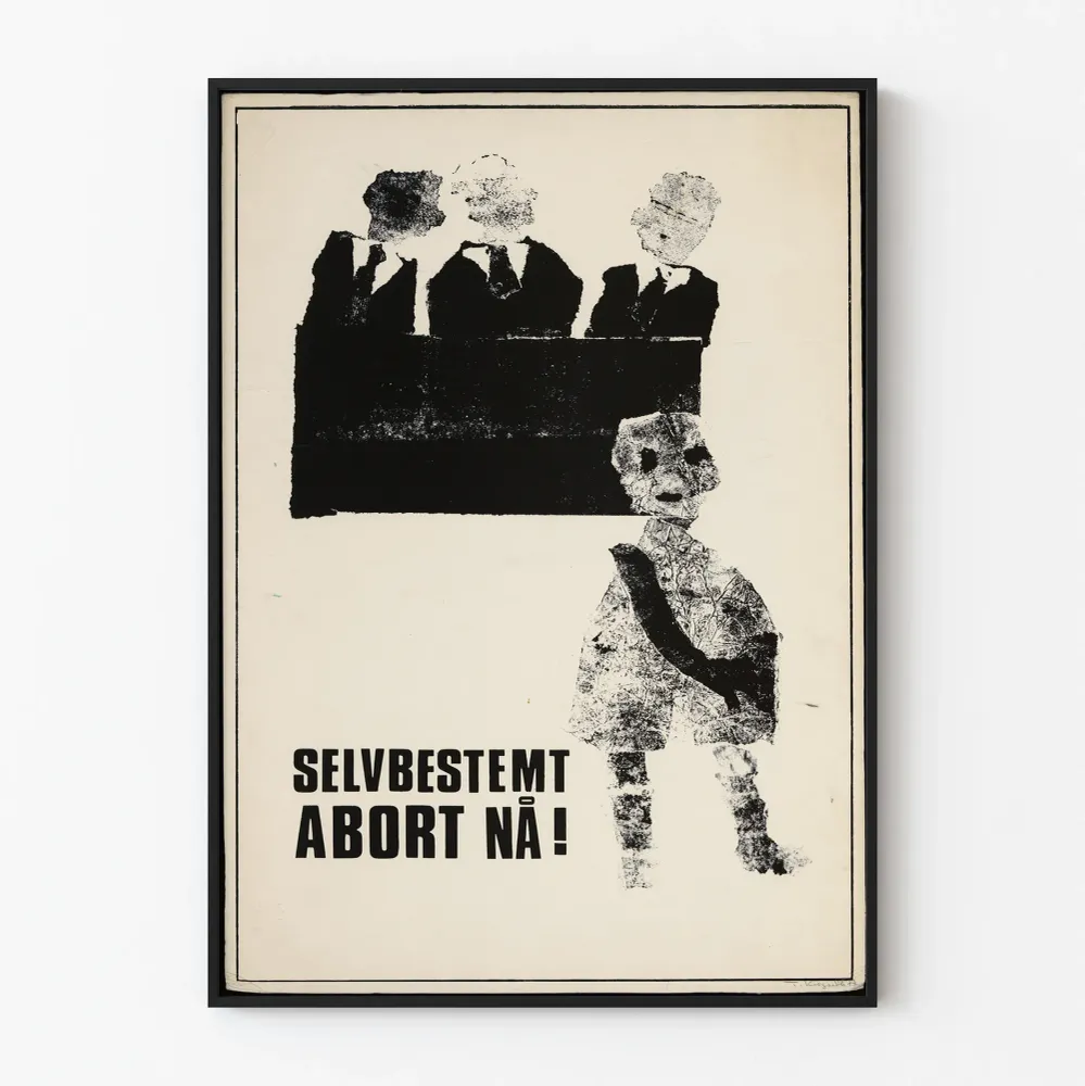 Vintagemusta ja valkoinen juliste - ITSEDETERMINOITU ABORTTI NYT!