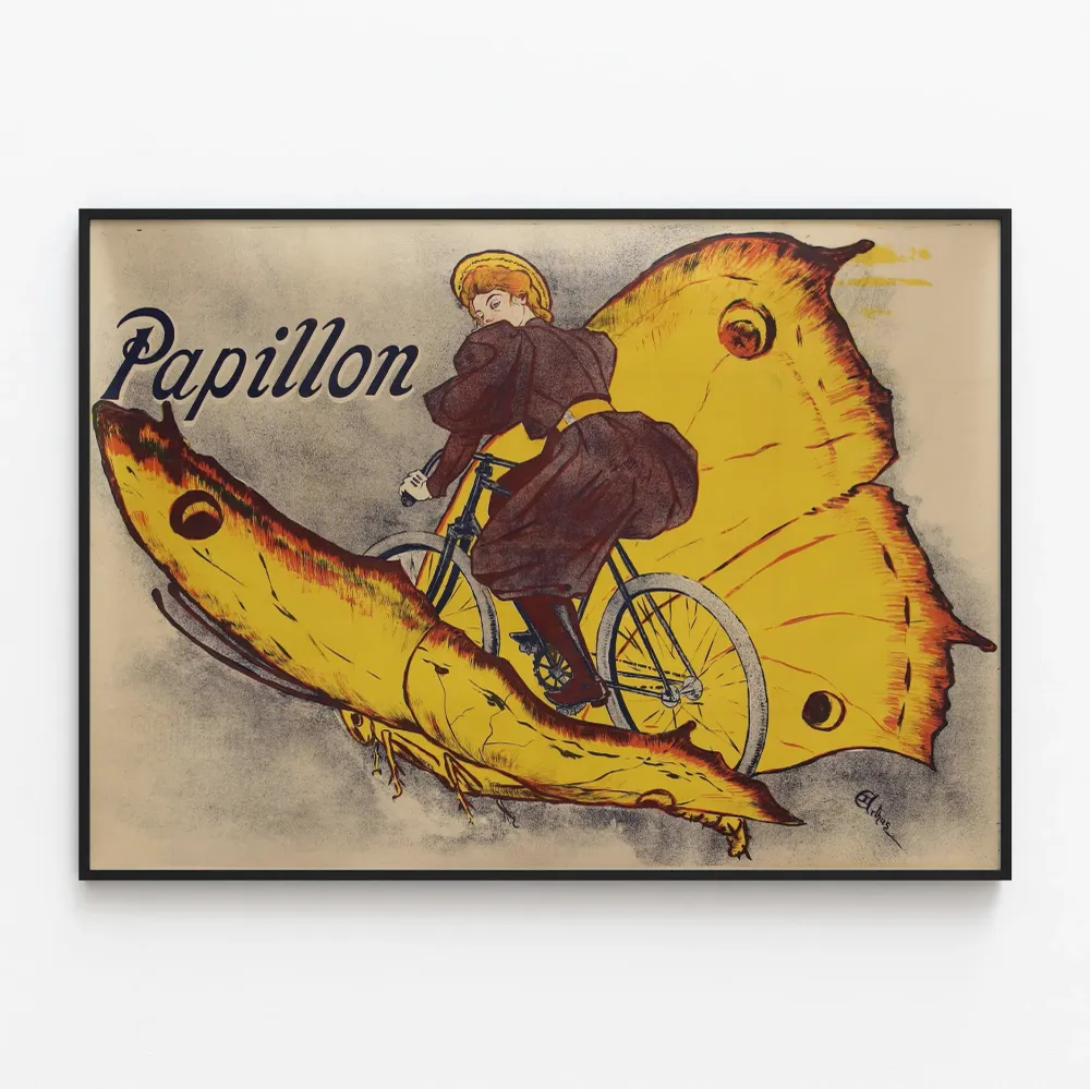 Vintage-papillonpyöräjuliste - Retroseinäkoriste