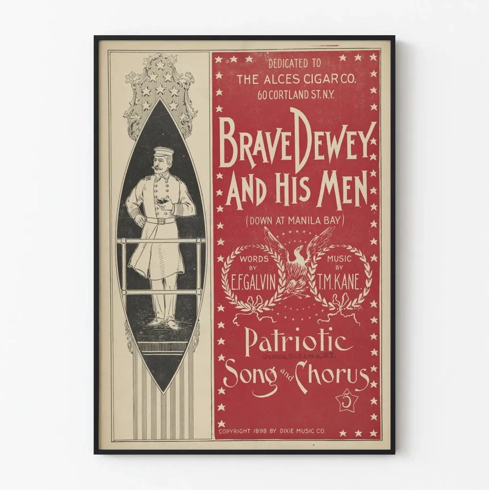 Vintagepatriotinen Juliste Rohkea Dewey ja Hänen Miehensä