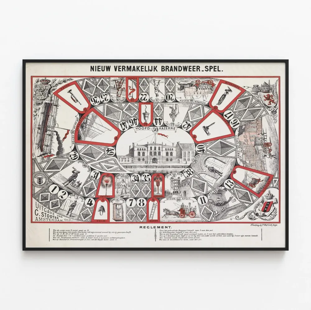 Vintage-pelijuliste palomiehet Nieuw Vermakelijk Brandweer Spel