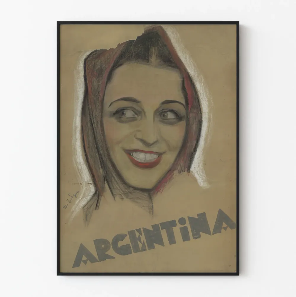 Vintage-porträtinainenjuliste argentiinalainen