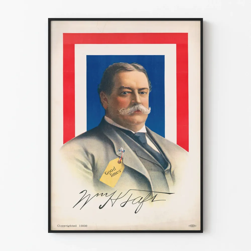 Vintage-porträtjuliste William Howard Taft seinäkoriste