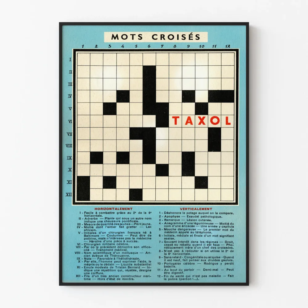 Vintage-ristikkojuliste Taxol - Retro-seinäkoristelu