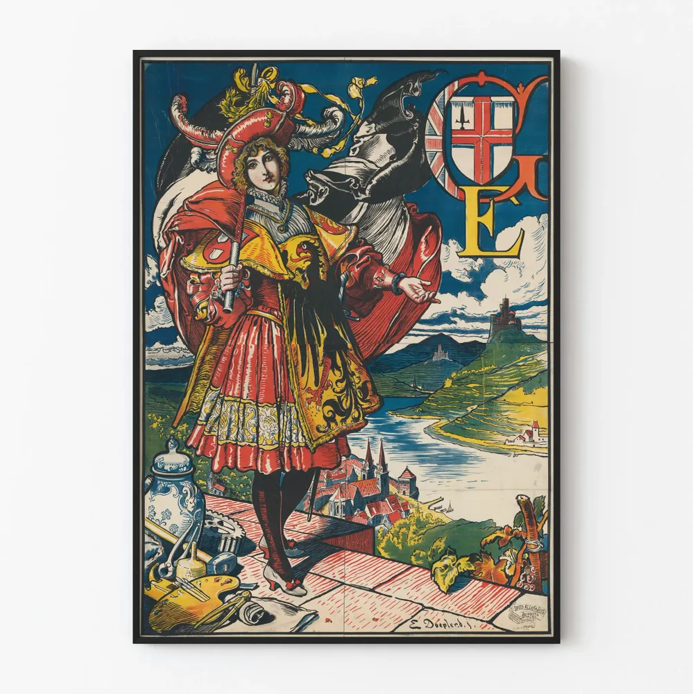 Vintage-saksalainen näyttelyjuliste - historiallinen seinäkoriste