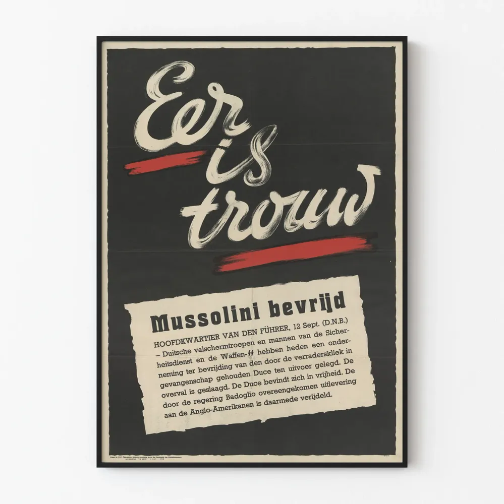 Vintage-seinäjuliste « Eer is trouw » Sota 1943