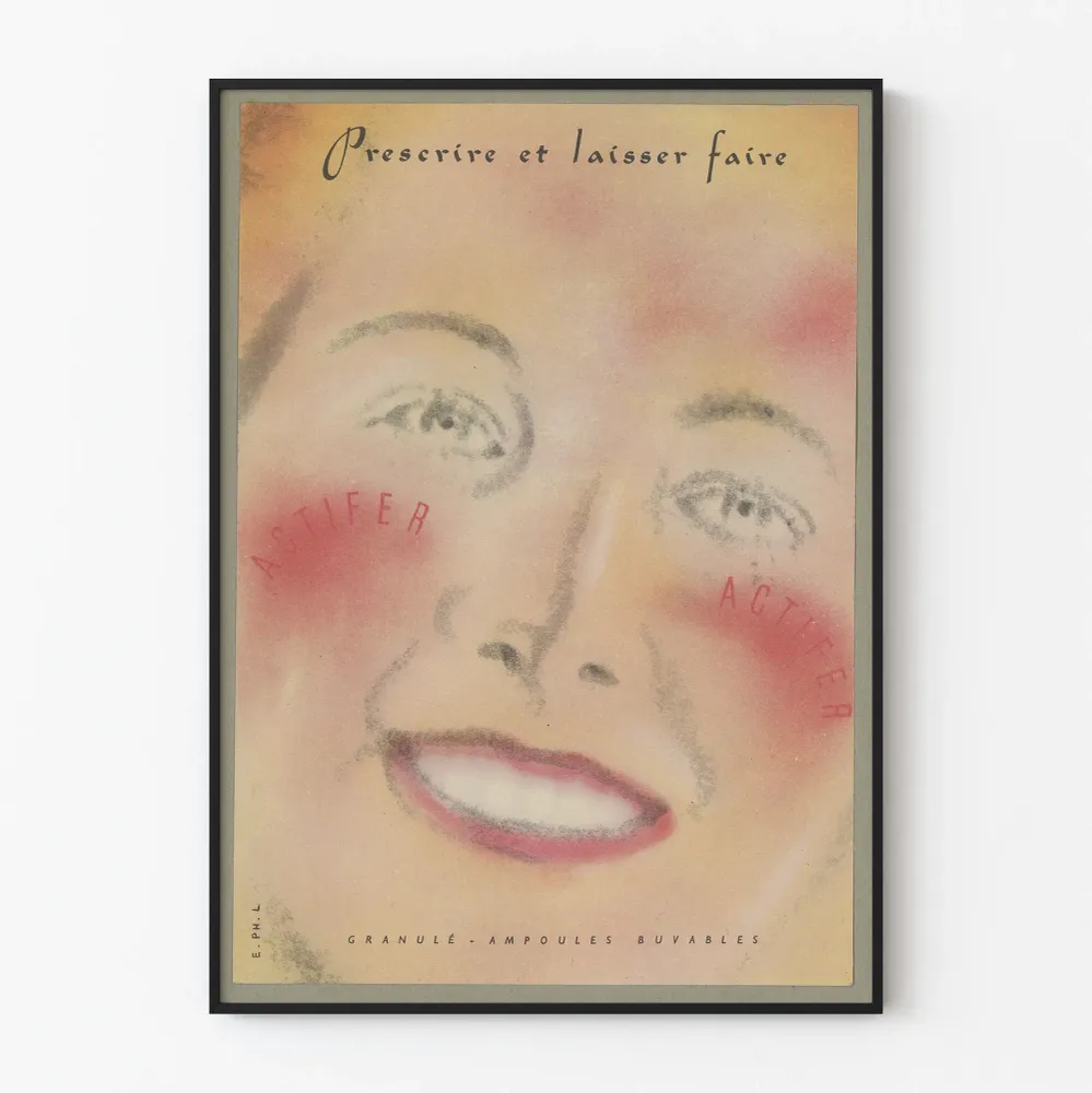 Vintage-seinäjuliste "Prescrire et Laisser Faire" sisustukseen