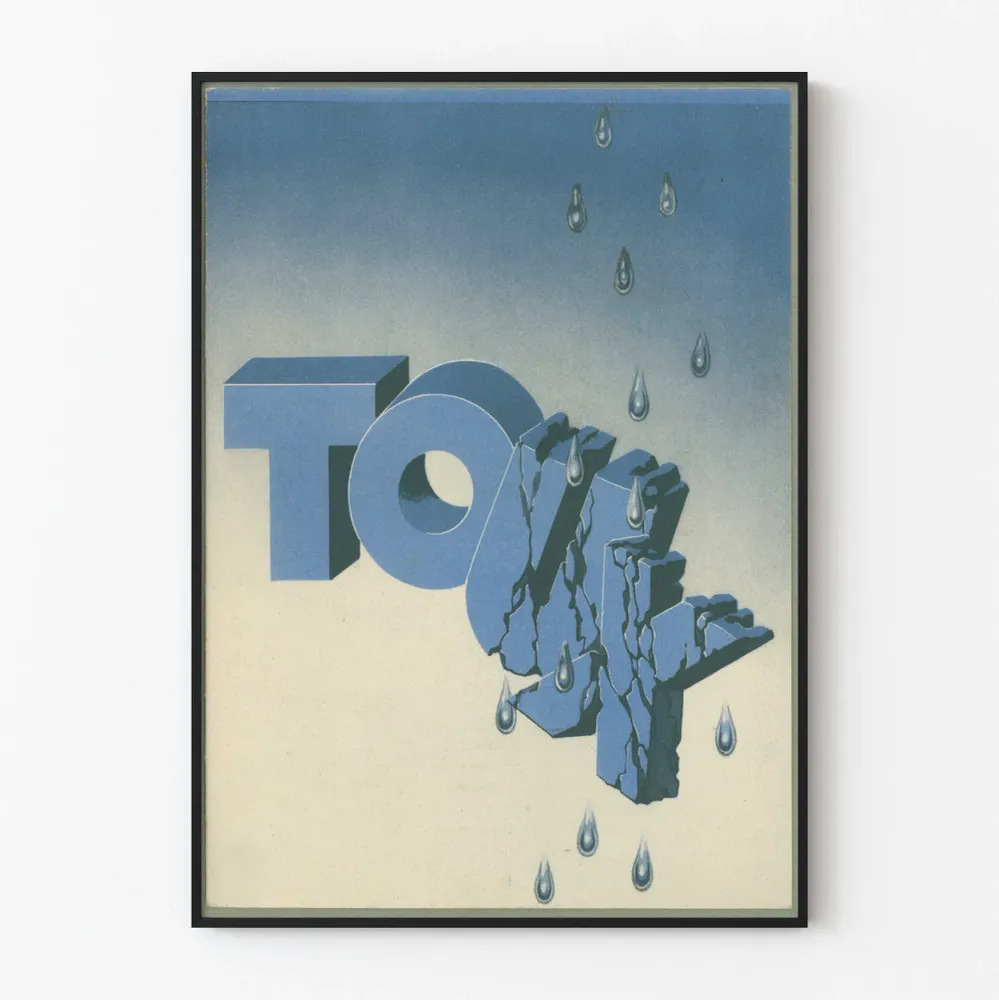 Vintage-seinäjuliste Toux-reliefillä ja vesipisaroilla