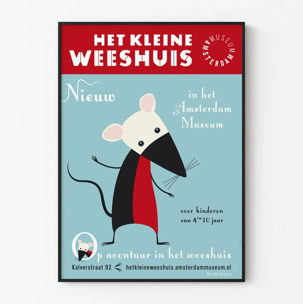 Vintage-seinätaidejuliste Het Kleine Weeshuis Amsterdam Museum
