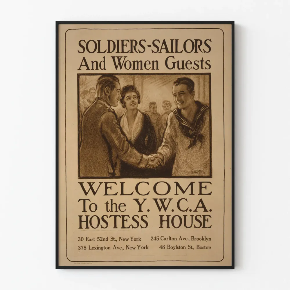 Vintage-sotilaat-merimiehet YWCA - Historiallinen seinäkoriste Juliste