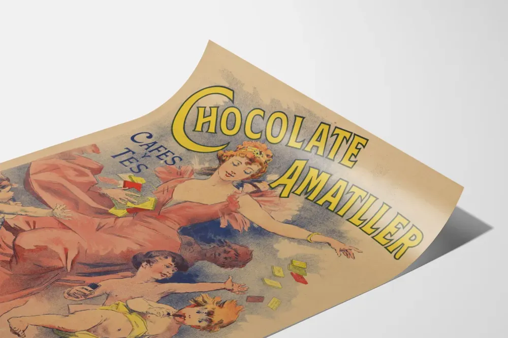 Vintage-suklaa Amatller kahvi ja tee - retroseinäkollaus sisustukseen