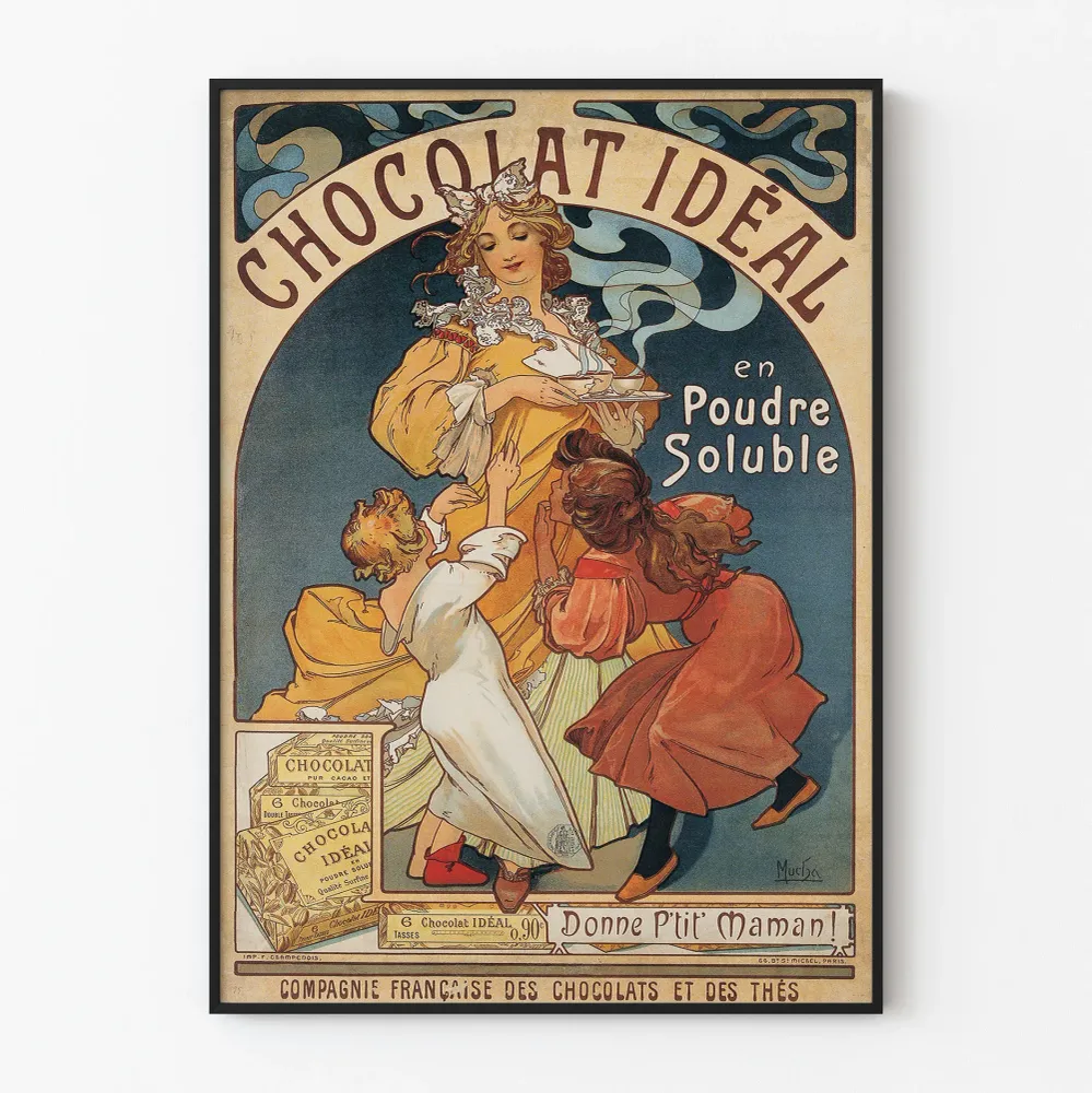 Vintage-suklaa Idéal -seinäkoriste Art Nouveau