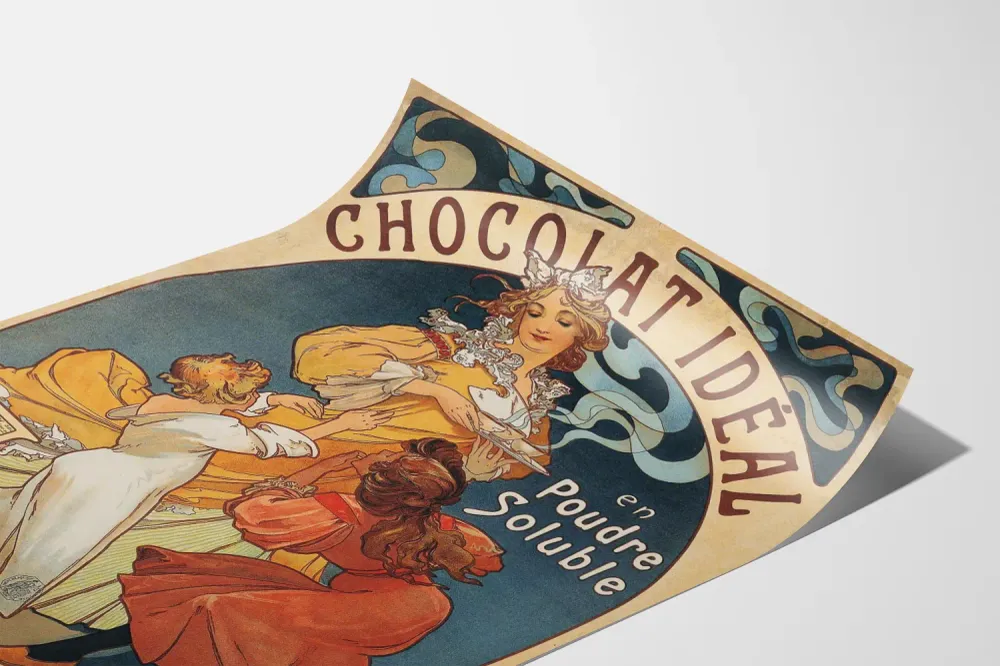 Vintage-suklaa Idéal -seinäkoriste Art Nouveau