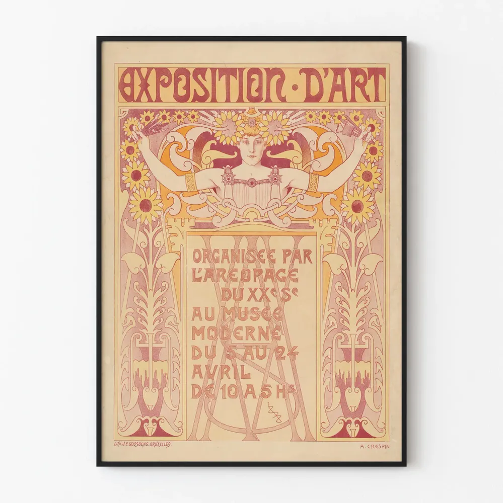 Vintage-taidenäyttelyjuliste nykytaiteen museossa