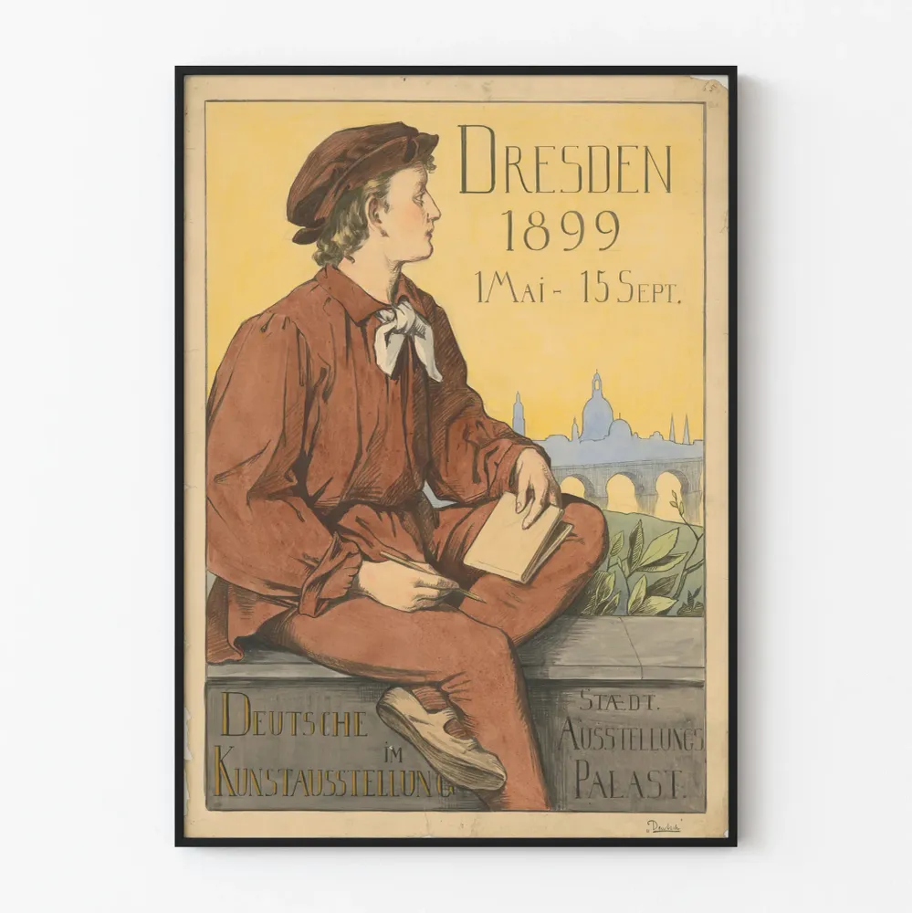 Vintage-taidenäyttelyn juliste Dresdenissä 1899