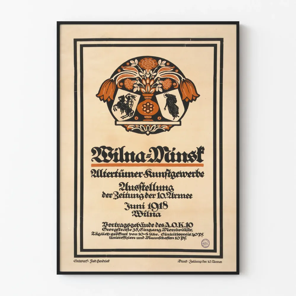 Vintage-taidenäyttelyn juliste Wilna Minsk 1918