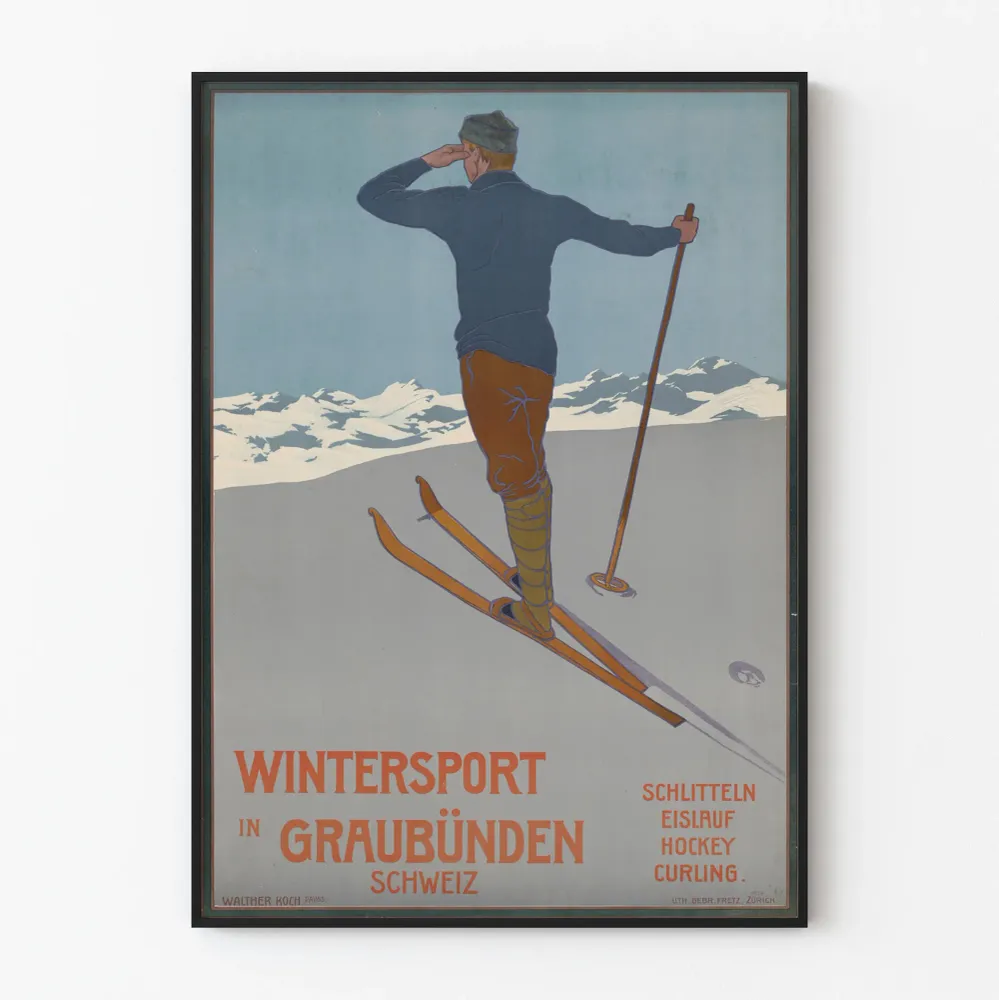 Vintage-talviliikuntajuliste Graubündenin Sveitsissä