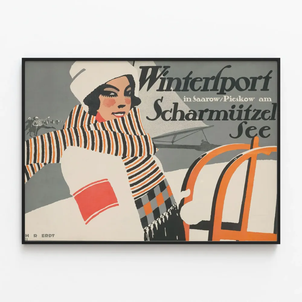 Vintage-talviliikuntajuliste Saarow - Seinän koristelu talvi