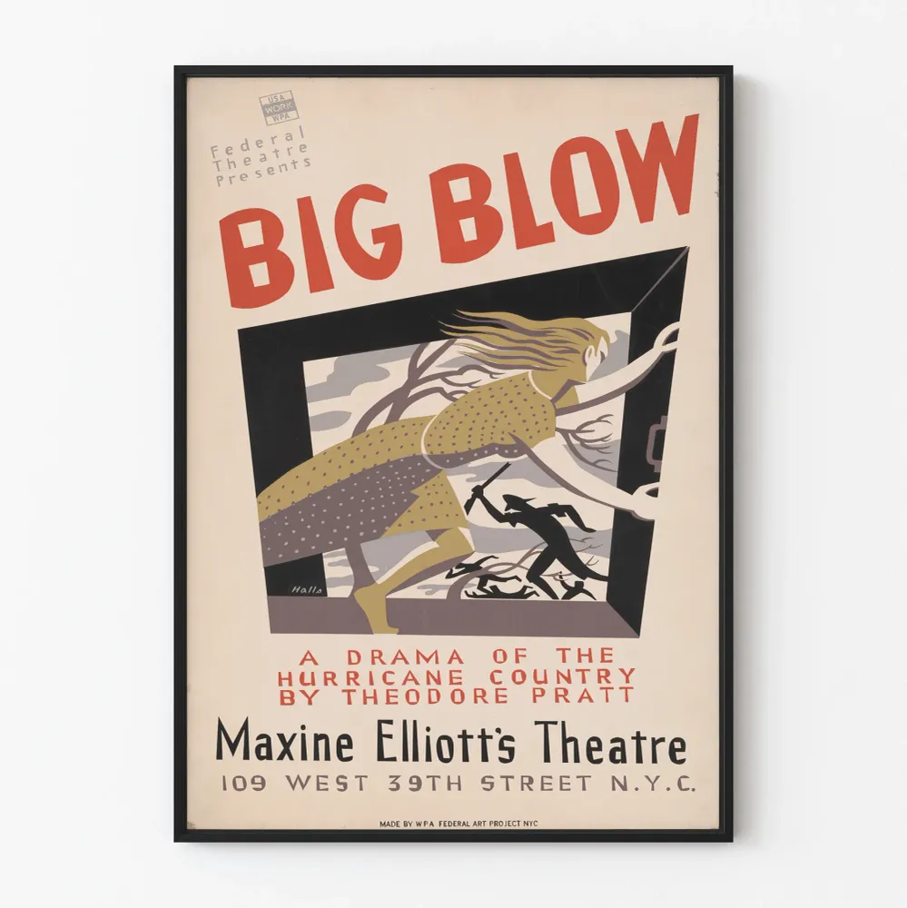 Vintage-teatteri Big Blow -juliste Federal Theatre:lta