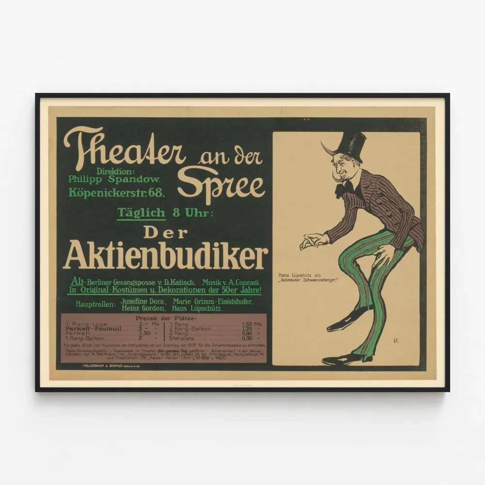 Vintage-teatteri Der Aktienbudiker - Retro-seinäkoriste Juliste