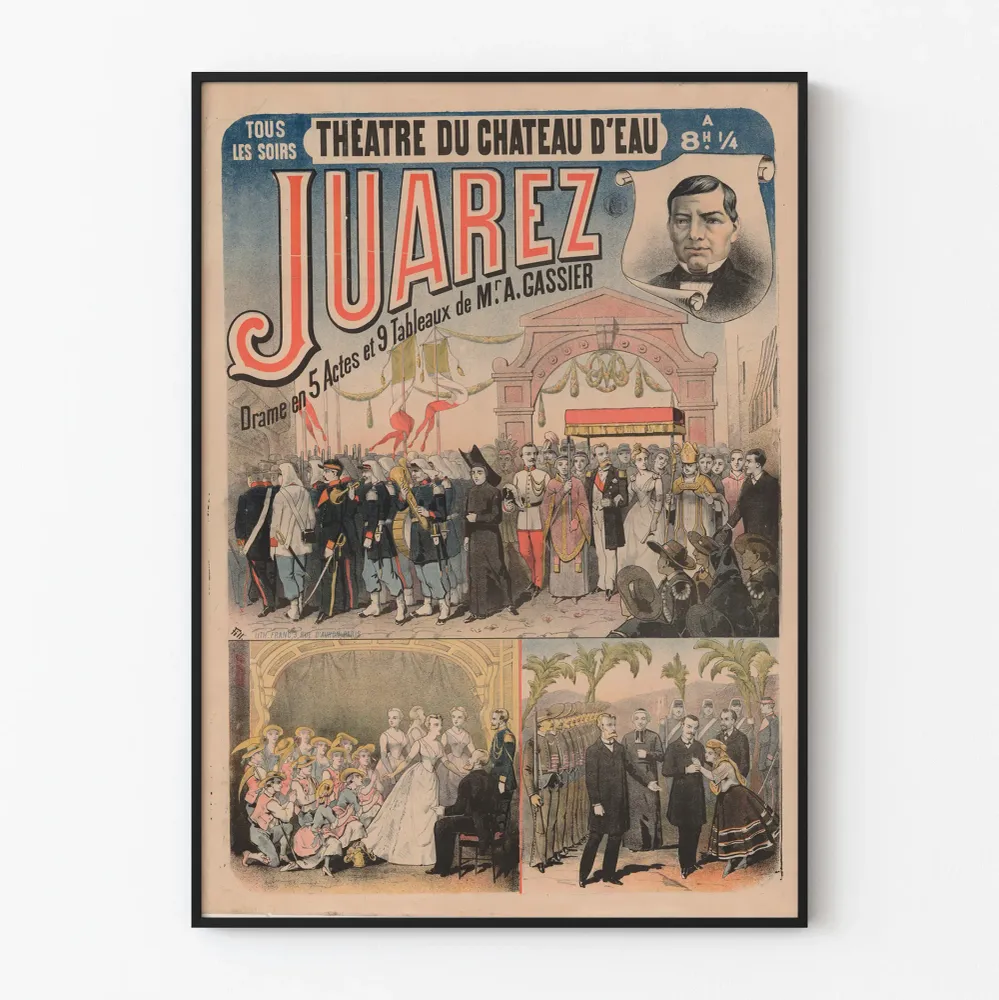 Vintage-teatteri Juarez Château d'Eau -juliste