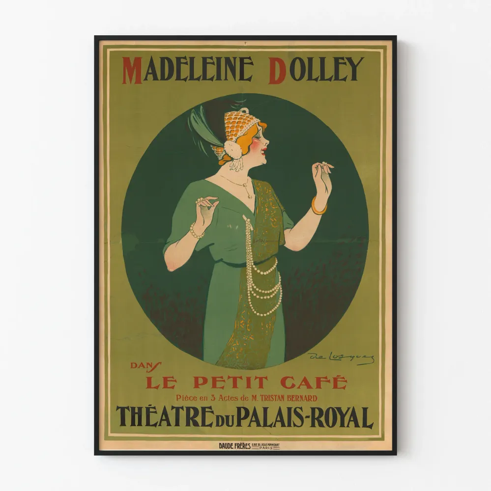 Vintage-teatteri juliste – Madeleine Dolley teoksesta Le Petit Café