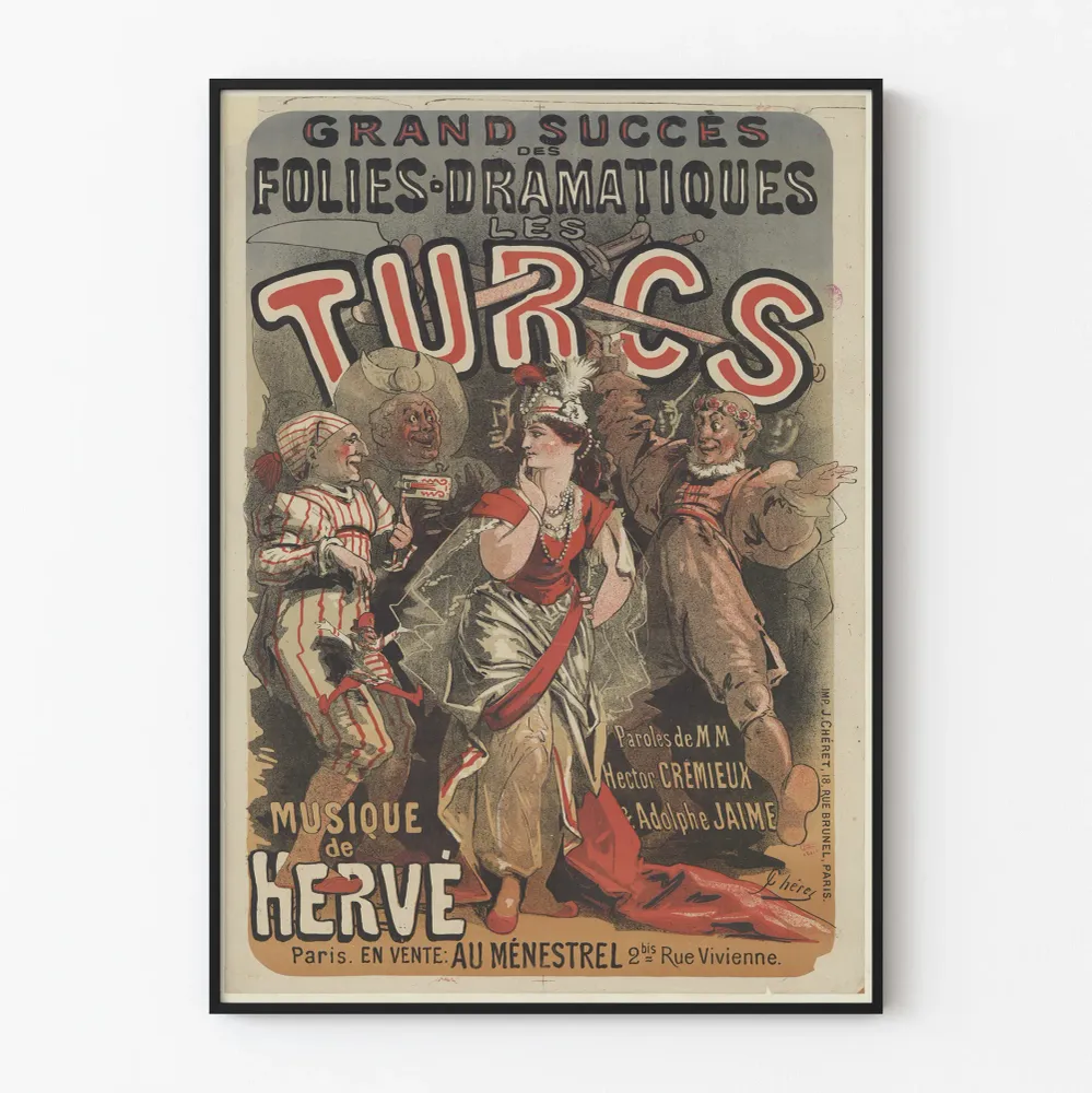 Vintage-teatteri Les Turcs des Folies Dramatiques -juliste