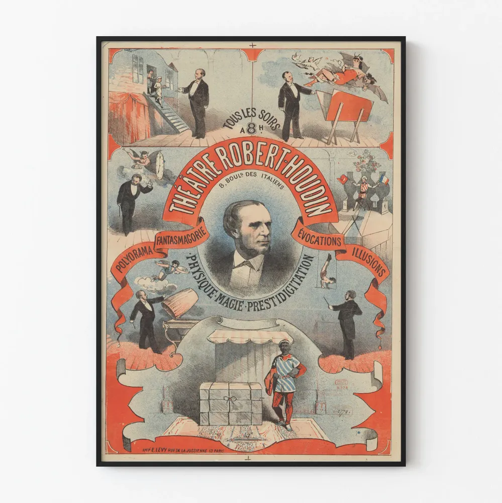 Vintage-teatteri Robert-Houdin juliste illuusiot ja taikuus