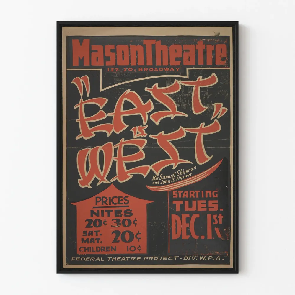 Vintage-teatterijuliste East is West - Retroseinustarakenne