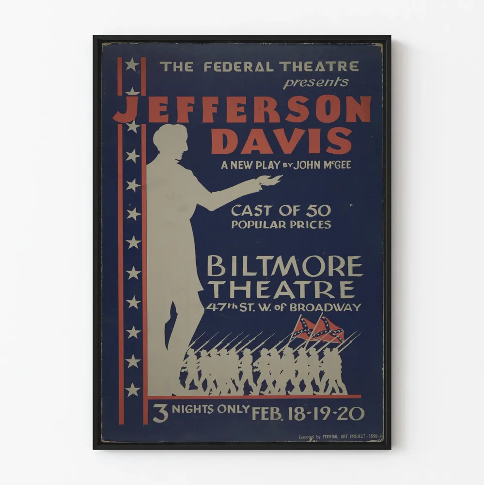 Vintage-teatterin Jefferson Davis - Taiteellinen seinäkoristejuliste