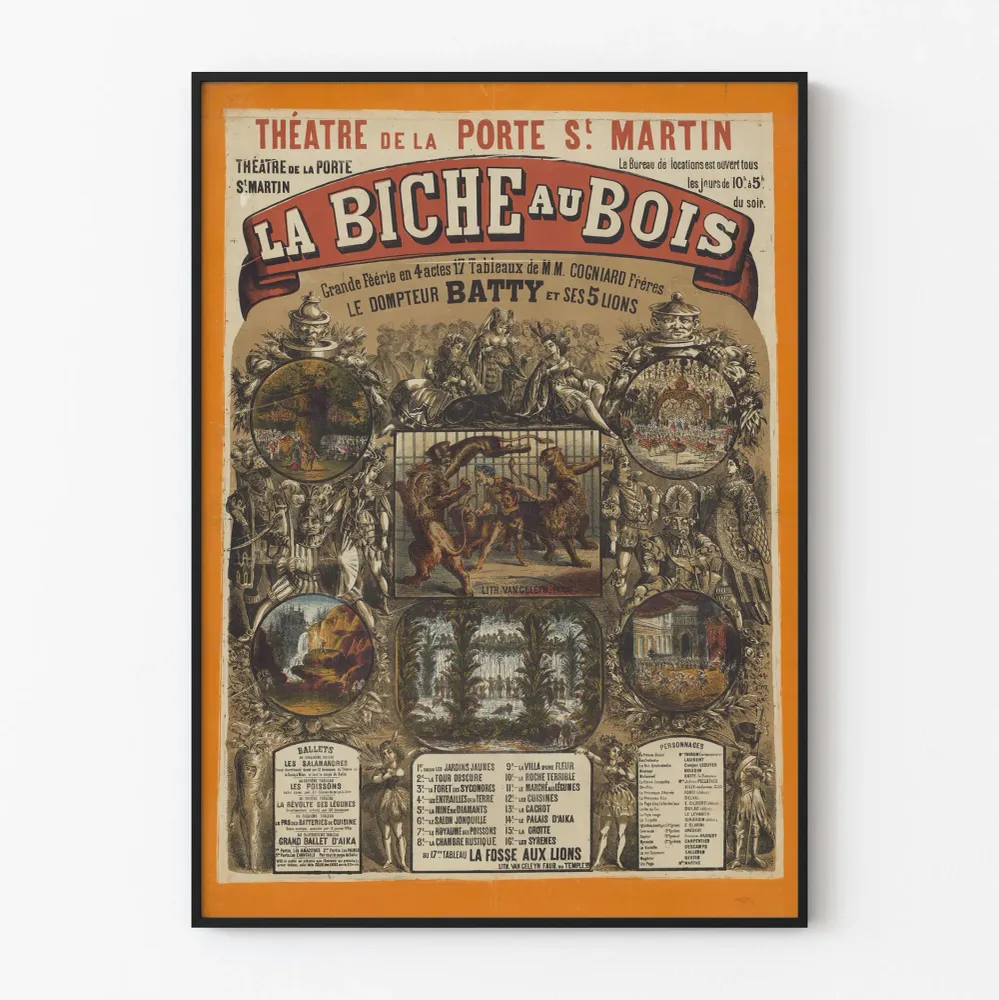 Vintage-teatterin juliste La Biche au Bois - Taiteellinen seinäkoriste
