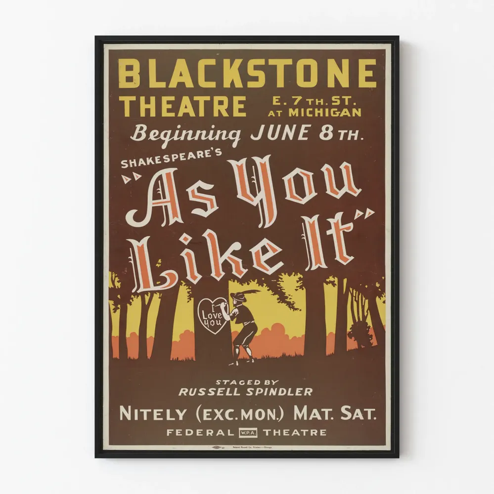 Vintage-teatterin juliste Blackstone - Niin kuin sinä haluat sitä Shakespearen näytelmä