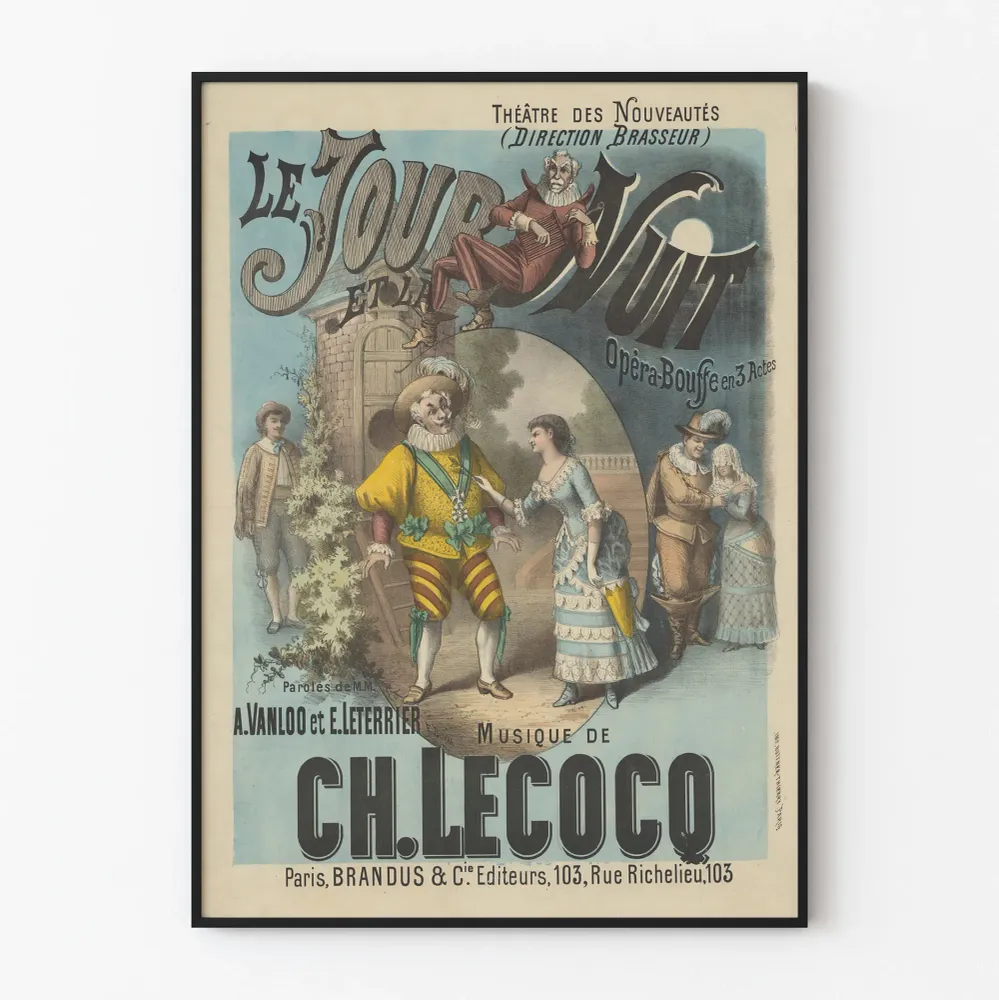 Vintage-teatterin juliste Le Jour et la Nuit - Retroseinän koriste