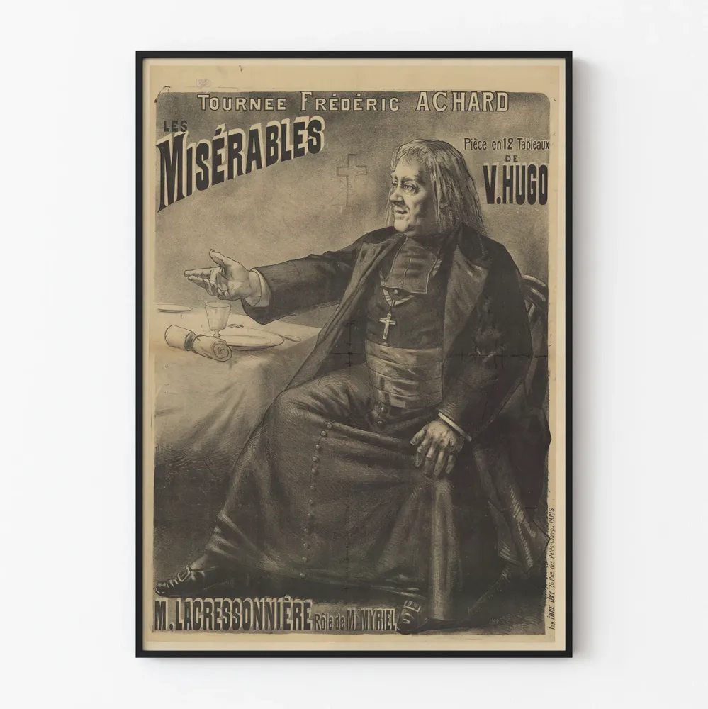 Vintage-teatterin juliste Les Misérables -kiertue Frédéric Achard