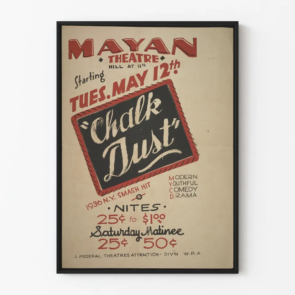 Vintage-teatterin juliste Mayan 'Chalk Dust' 1936