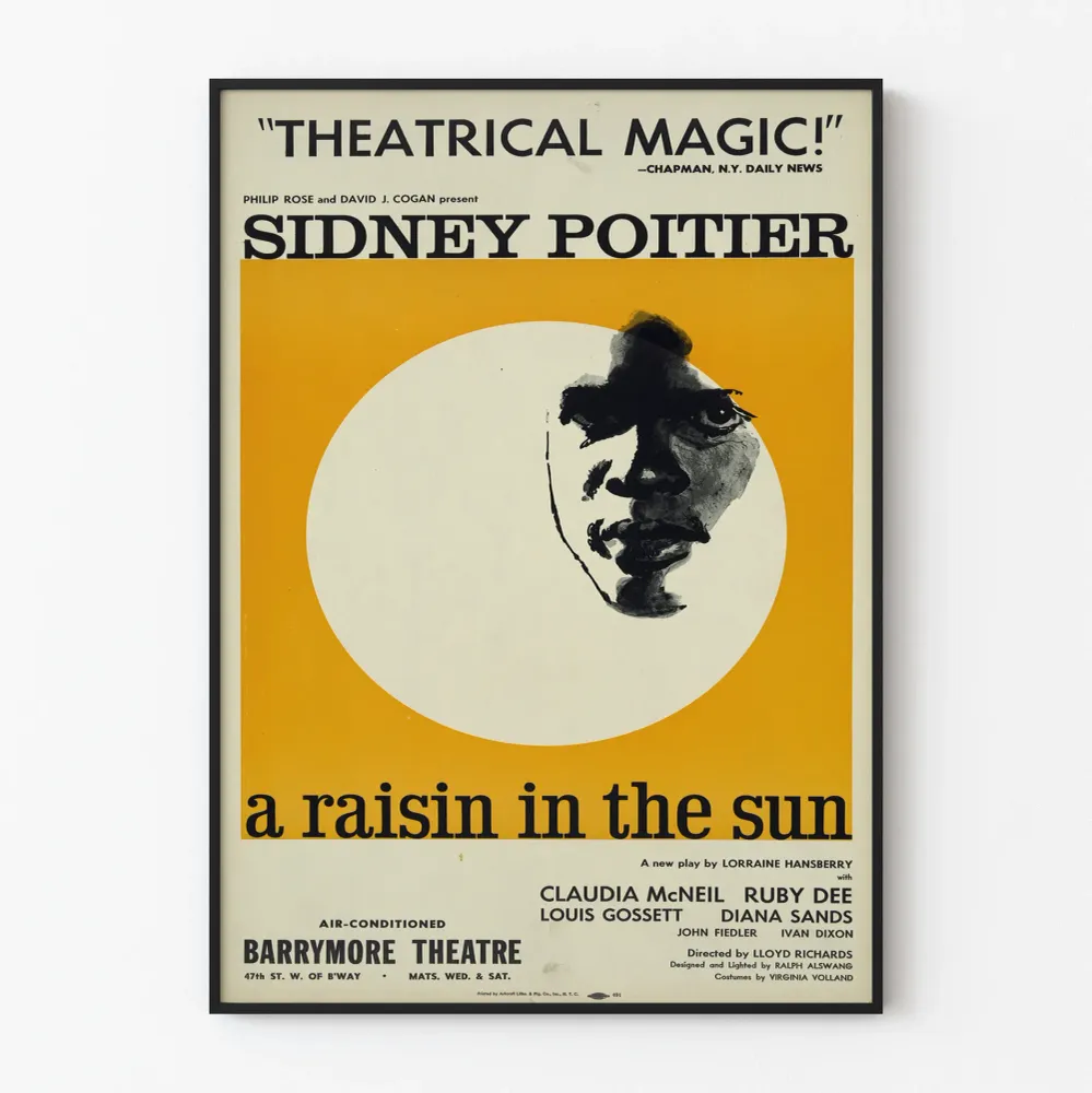 Vintage-teatterin juliste Raisin Sun Sidney Poitierin kanssa