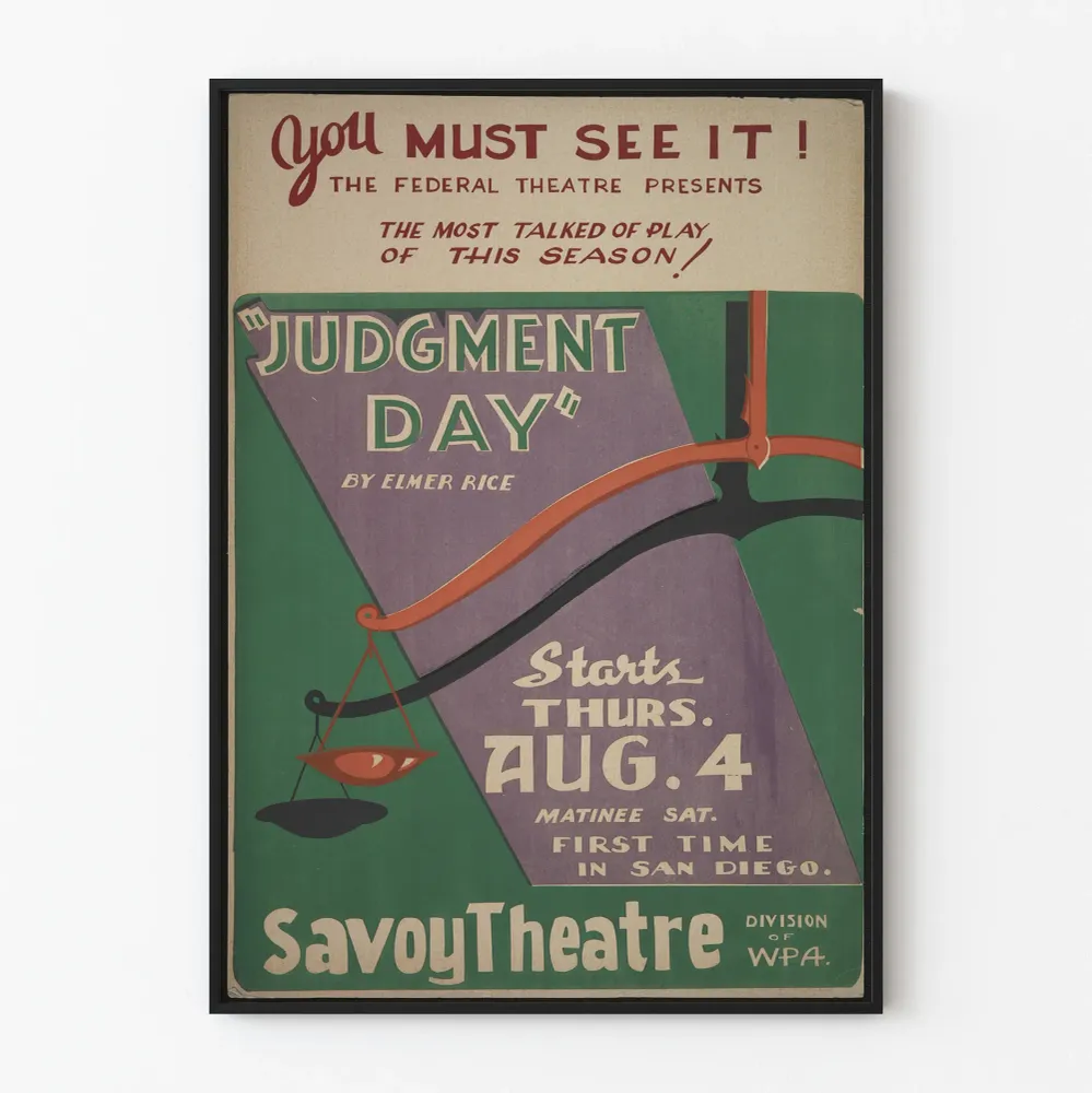 Vintage-teatterin juliste "Tuomionpäivä"