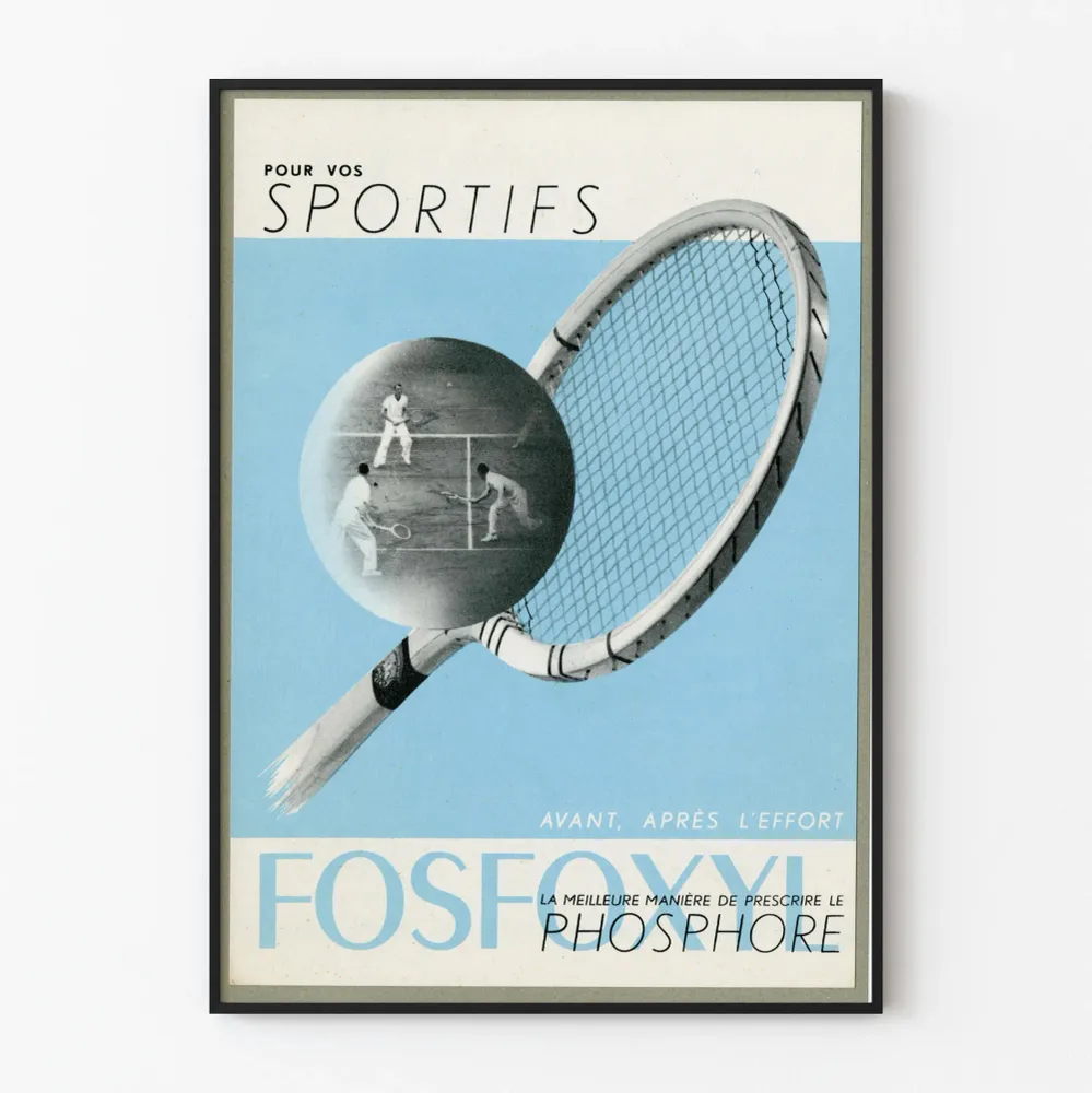 Vintage-tennisjuliste Fosfoxyl seinäkoriste urheilullinen